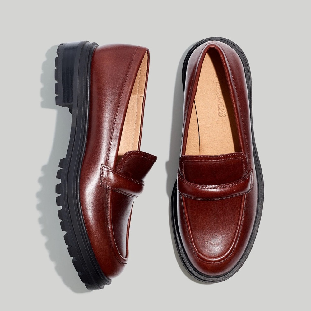 Madewell Bradley Lugsole Loafer Cherry Wood Leather size 10.5. NWOT